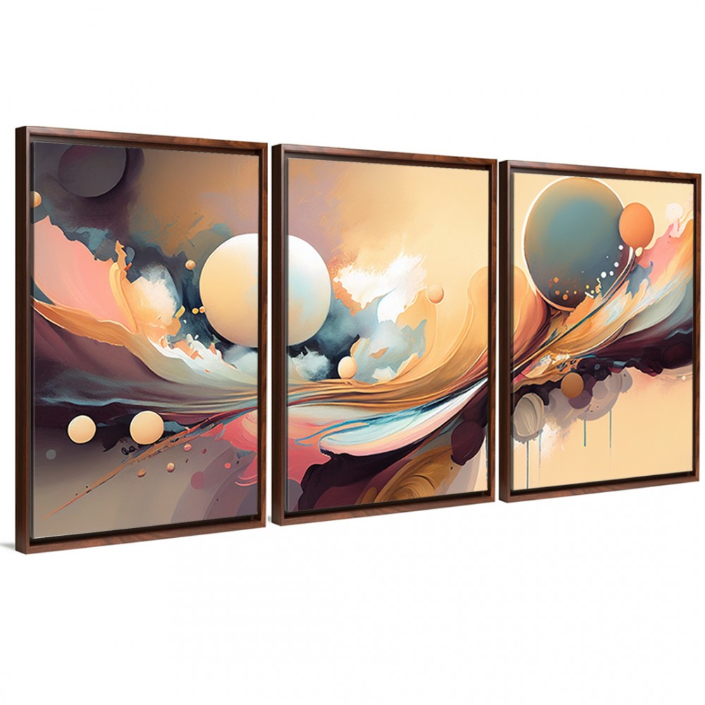 Conjunto de 3 cuadros modernos abstractos listos para colgar