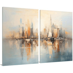 Abstract Sailboats Canvas